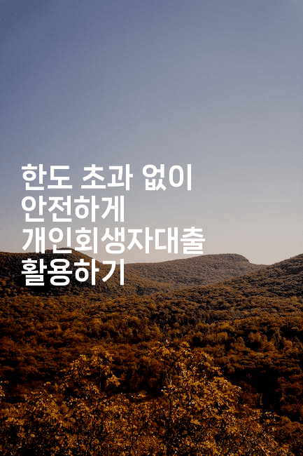 한도 초과 없이 안전하게 개인회생자대출 활용하기