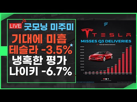 [굿모닝  미주미]  높아진 눈높이에 부족했던 테슬라  - 3.5%,  월가의 냉혹한 평가 나이키 - 6.7 % #이항영 #미주미