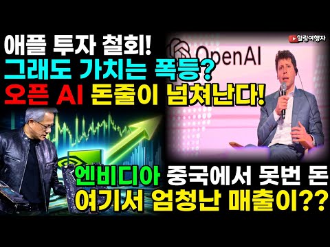 (힐링여행자 미국 주식 브리핑) 애플 투자 철회! 그래도 투자할 기업 넘쳐난다는 오픈 AI의 미래는? 엔비디아 중국에서 못 번 돈 여기서 엄청난 매출 생긴다고?!