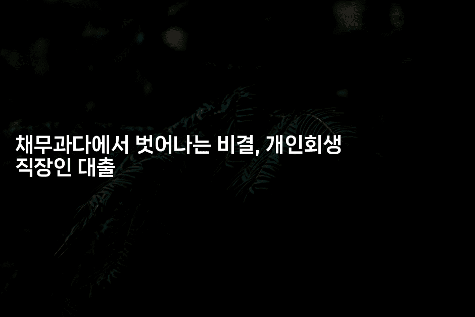 채무과다에서 벗어나는 비결, 개인회생 직장인 대출-해투탐정